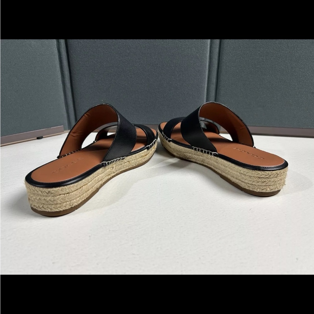 COACH Franca Black Leather Espadrille - Women’s Size 7 B With Box - Picture 7 of 11